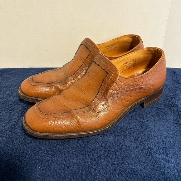 Vtg Men\'s STUART MCGUIRE Dress Loafers Shoes Sharkskin Brown Leather Size 9.5 main image 9